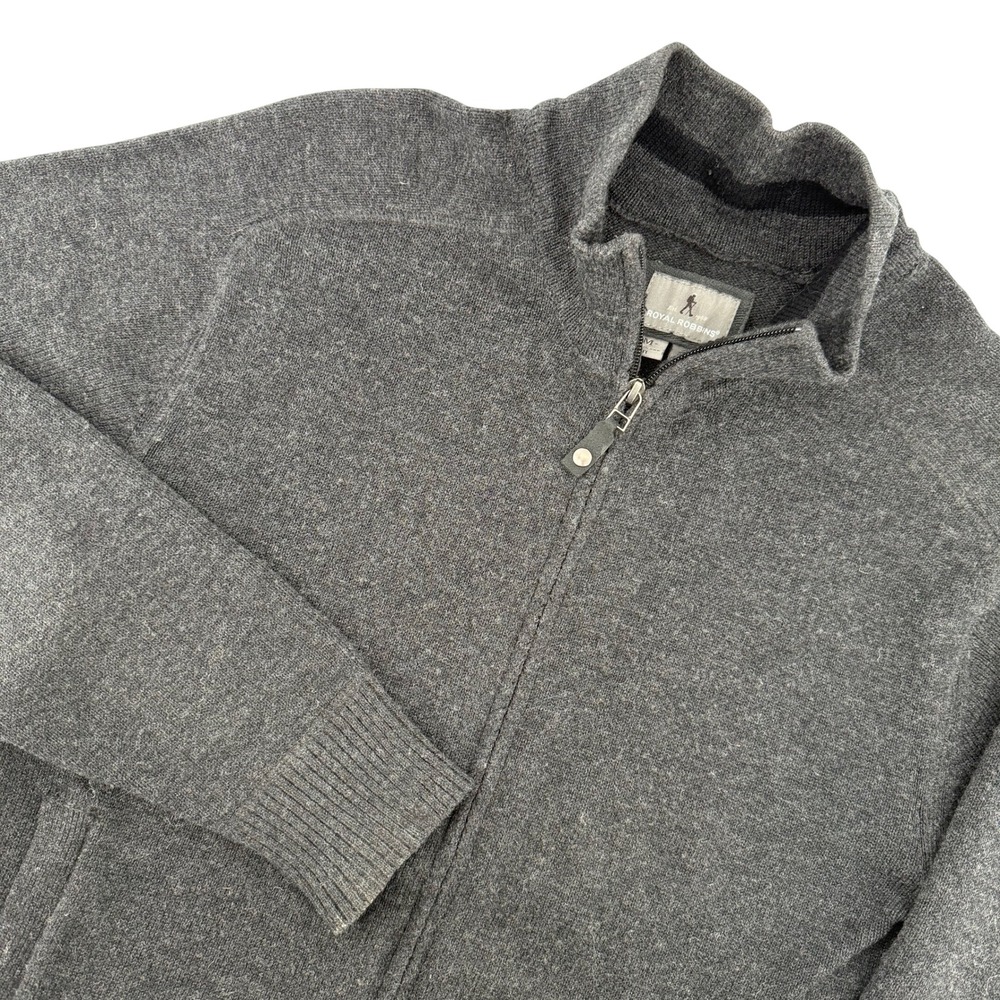 Royal Robbins Mens M Merino Wool Blend Full Zip Sweater Jacket Dark Gray Outdoor